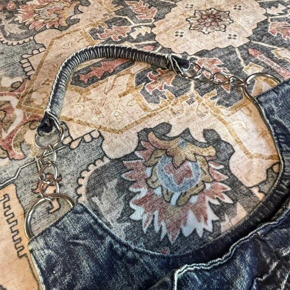 Y2k Rocker Acid Wash Large Tote Purse Punk Biker Early 2000s Affliction Style - Picture 5 of 9